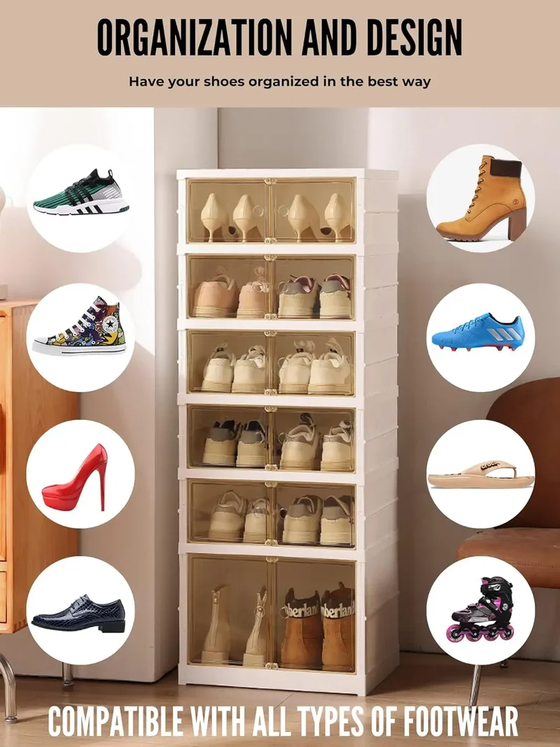 Boîte à chaussures transparente 6 niveaux