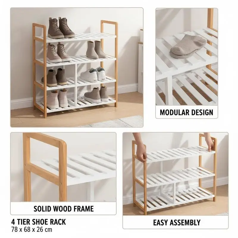 Étagère effet bois 4 niveaux 78 x 68 x 26 cm