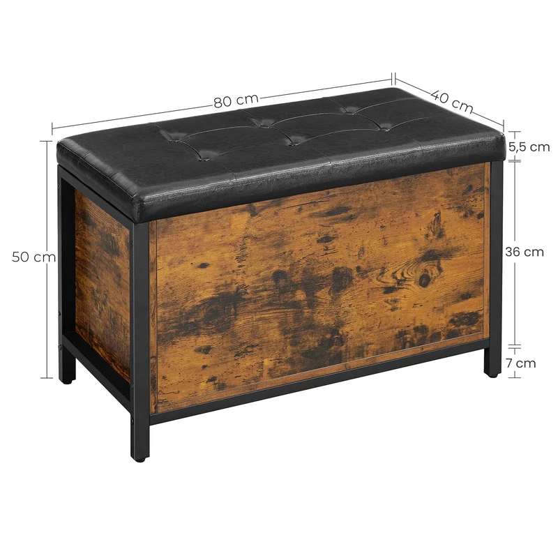 Banc à chaussures marron et noir avec assise