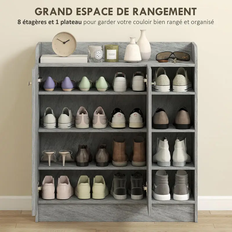 Meuble à chaussures entrée 4 compartiments 83 cm