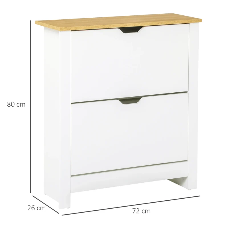 Meuble à chaussures étroit 2 tiroirs