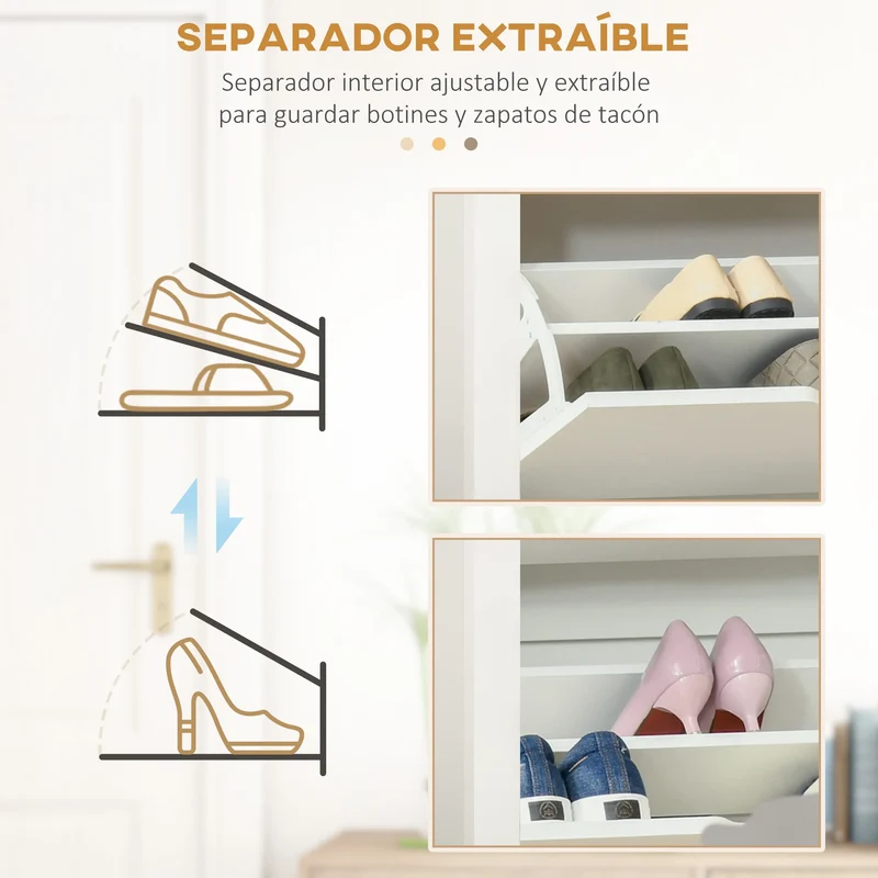 Meuble à chaussures étroit 2 tiroirs