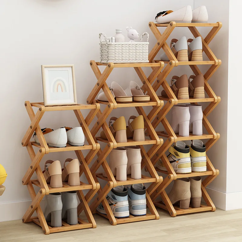 Étagère à chaussures bambou 2 à 6 niveaux