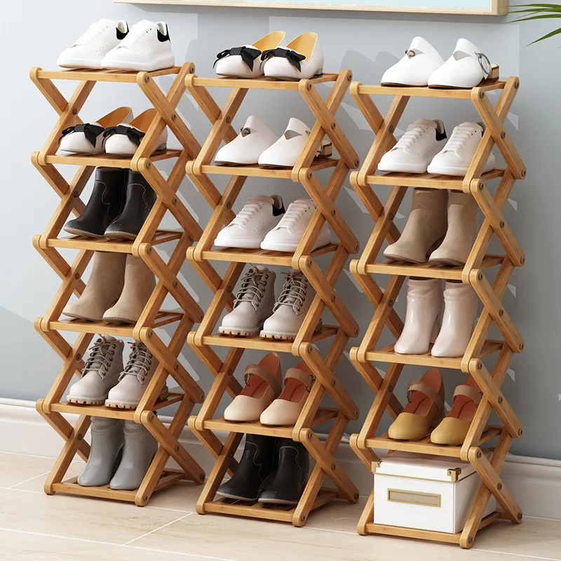 Étagère à chaussures bambou 2 à 6 niveaux