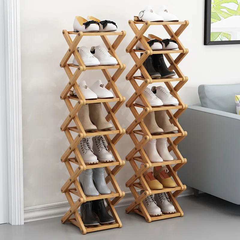 Étagère à chaussures bambou 2 à 6 niveaux
