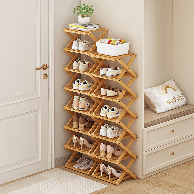 Étagère à chaussures bambou 2 à 6 niveaux