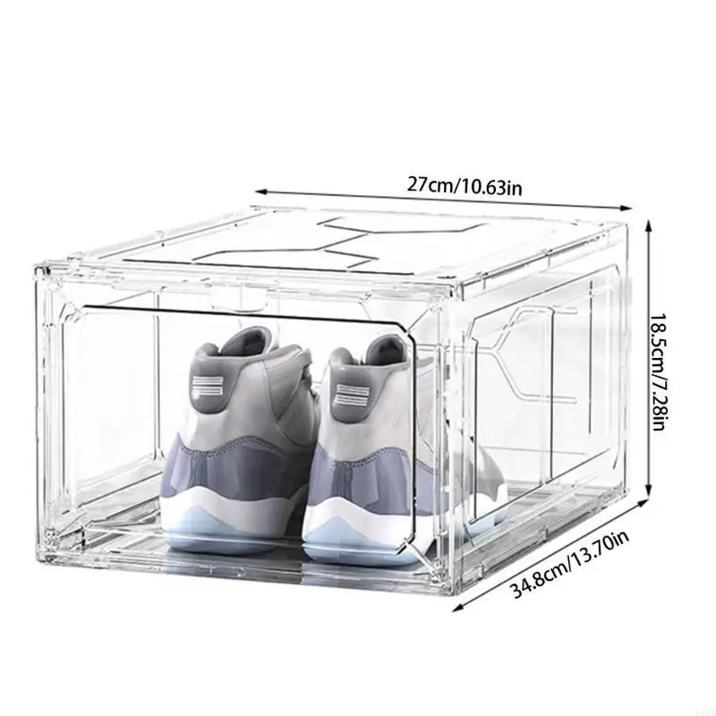 Boîte à chaussures transparente frontale compacte