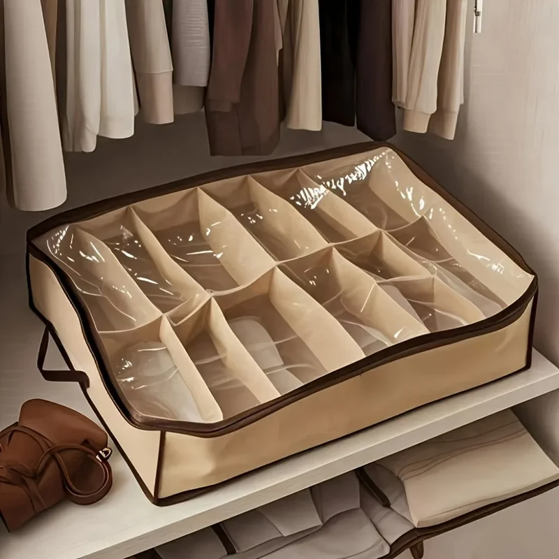 Boîte à chaussures transparente zippée 12 compartiments