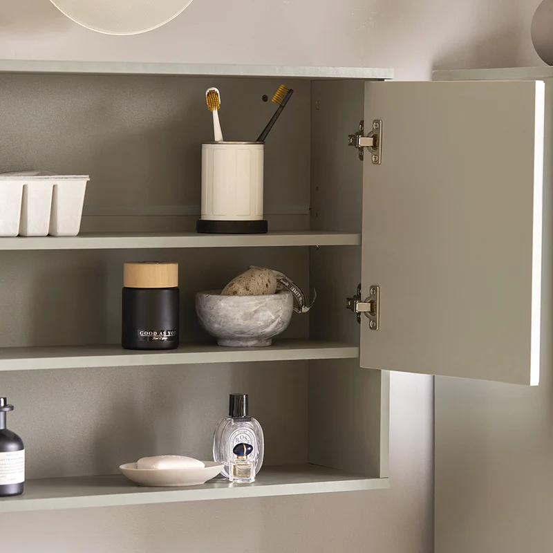 SoBuy BZR134-NG Armoire Murale de Salle de Bain avec Miroir, Meuble de Toilette Suspendue Placard de Rangement