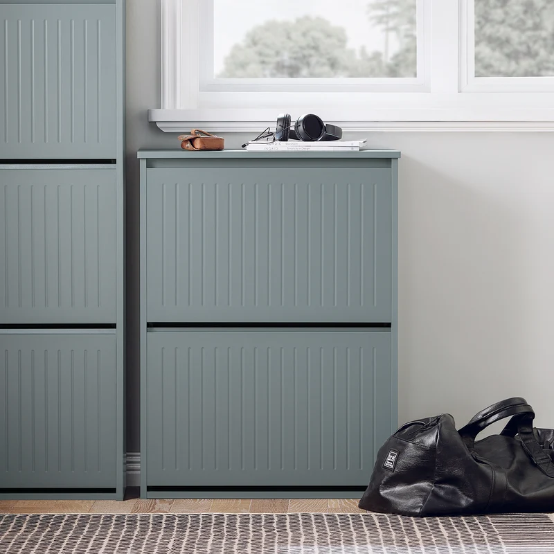 SoBuy FSR165-K-HG Meuble à Chaussures à Abattants 2 Niveaux – Rangement Discret pour Entrée – 61x26x81 cm Gris