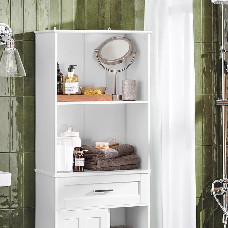 SoBuy BZR141-W Armoire de Salle de Bain Meuble Colonne Meuble de Rangement de Salle de Bain Armoire Haute