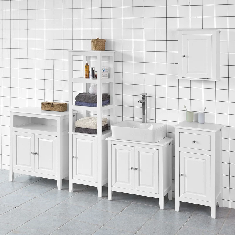 SoBuy FRG205-W Meuble Colonne de Salle de Bain Armoire Toilette haute – Blanc