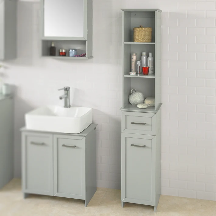 SoBuy BZR09-HG Meuble Colonne de Salle de Bain Armoire Haute Meuble Rangement