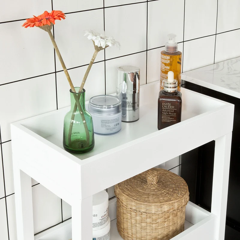SoBuy FKW49-W Tour de rangement Desserte Chariot de stockage en bois