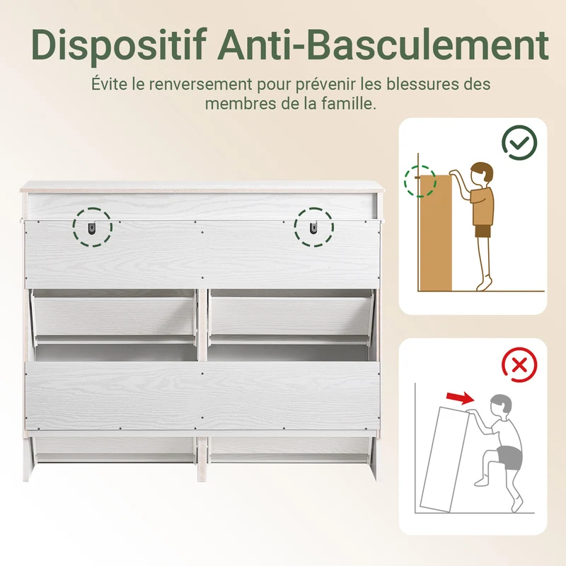 SoBuy FSR79-WG Meuble à Chaussures Slim 23 cm – 16 Paires, 4 Abattants, Blanc Effet Bois Vieilli