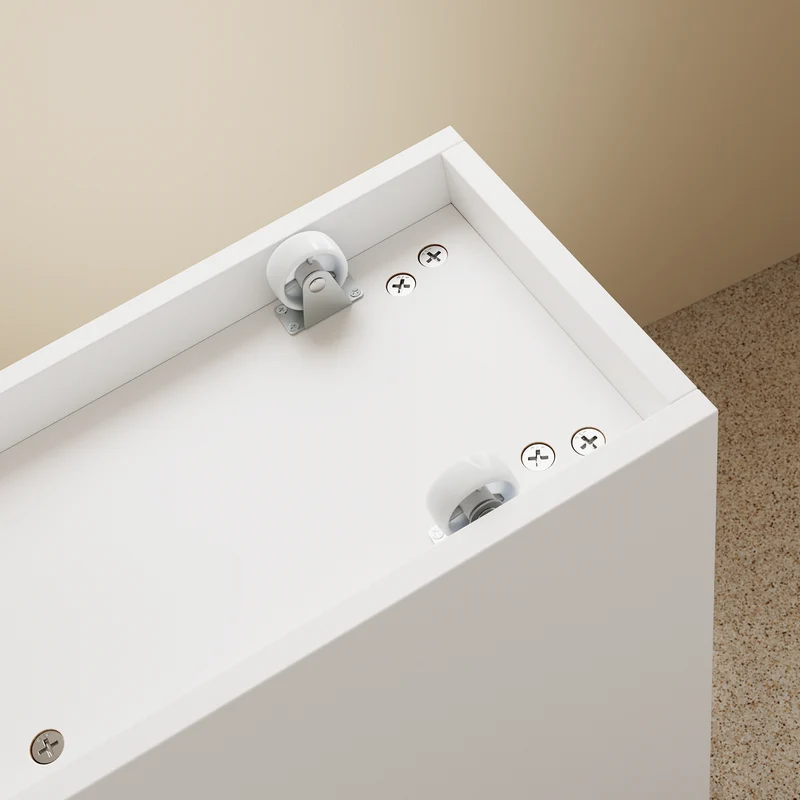 SoBuy BZR54-III-WN Meuble Salle de Bain Slim 23 cm à Roulettes – 3 Tiroirs – Blanc et Bois Naturel