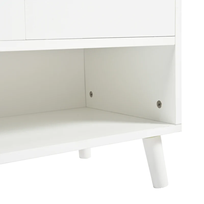 Buffet moderne blanc 4 portes 1 tiroir 120x99x35cm MERIDIANNOVA