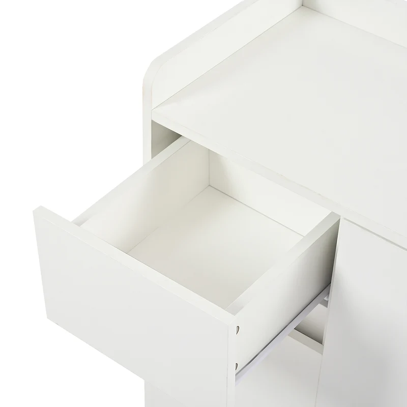Buffet moderne blanc 4 portes 1 tiroir 120x99x35cm MERIDIANNOVA