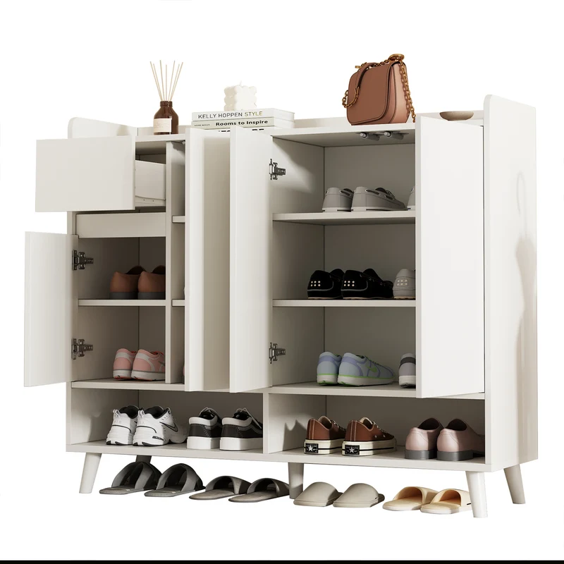 Buffet moderne blanc 4 portes 1 tiroir 120x99x35cm MERIDIANNOVA