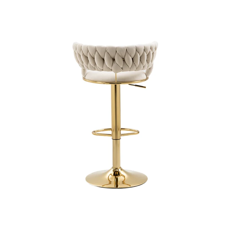 Lot de 2 tabouret de bar pivotant 360° en velours beige, hauteur réglable FLAREDYNE