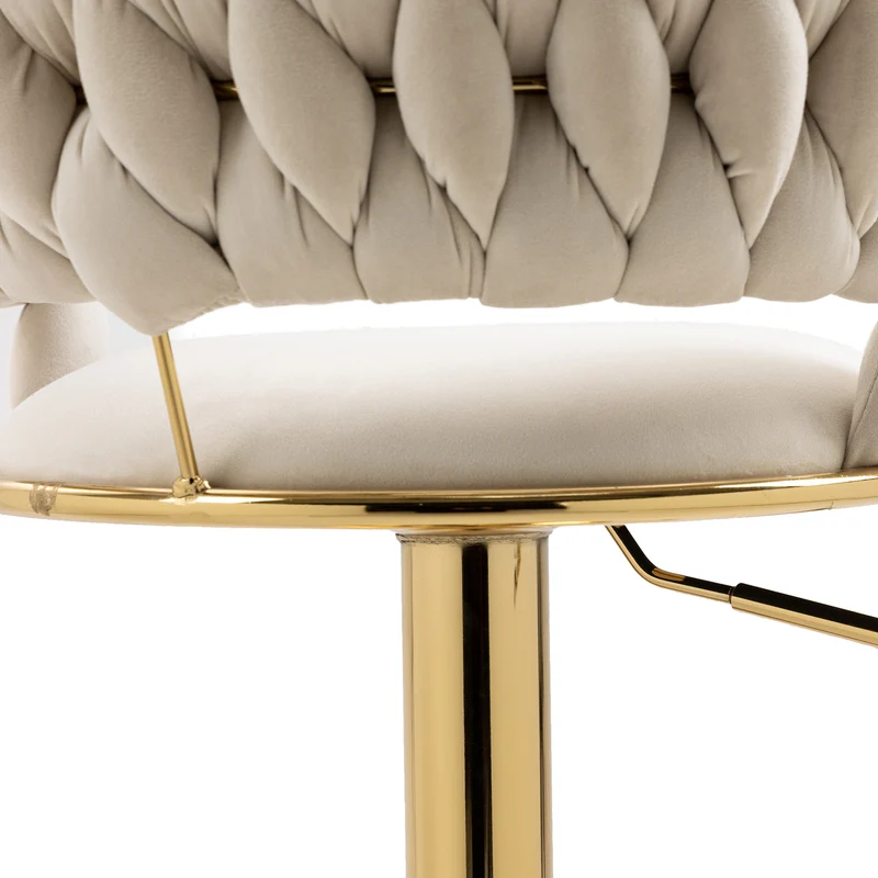 Lot de 2 tabouret de bar pivotant 360° en velours beige, hauteur réglable FLAREDYNE