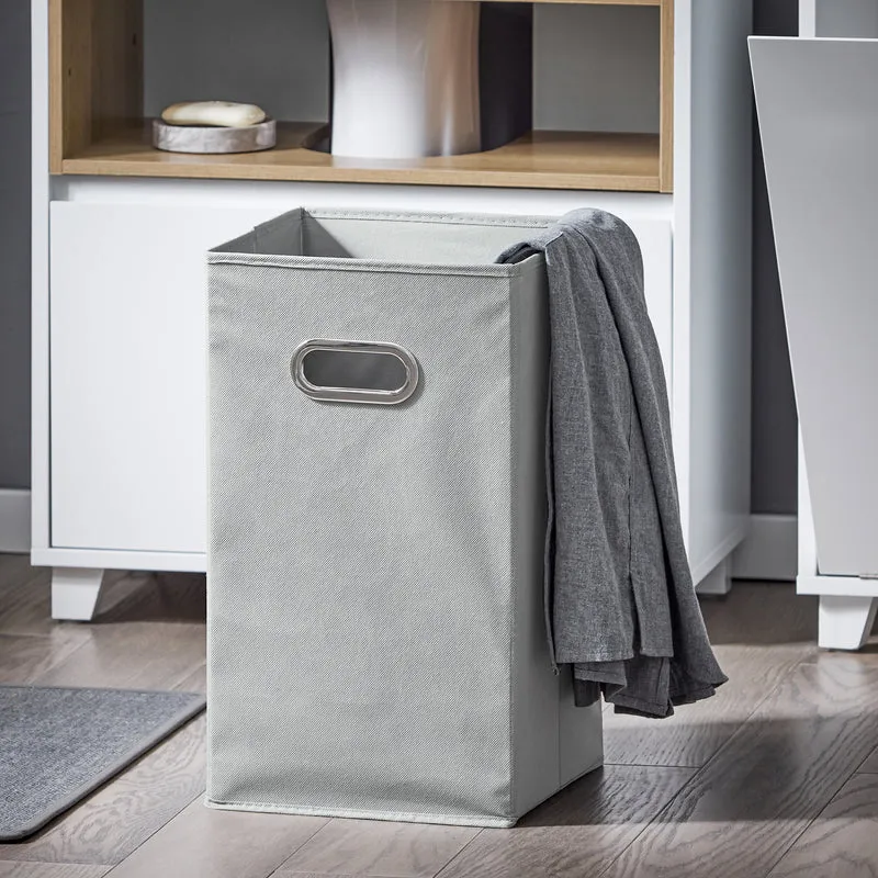 SoBuy BZR146-W Meuble Bas de Salle de Bain, Armoire de Rangement Salle de Bain, Meuble Demi-Colonne sur Pied, Placard WC Étroit avec 1 Panier à Linge, Blanc, 35x30x105cm