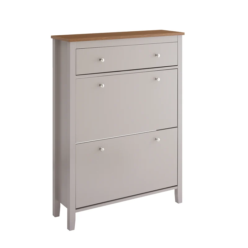 SoBuy FSR89-KA Armoire à Chaussures 2 Abattants et Tiroir – 12 Paires, 80×25×108 cm, Marron Clair