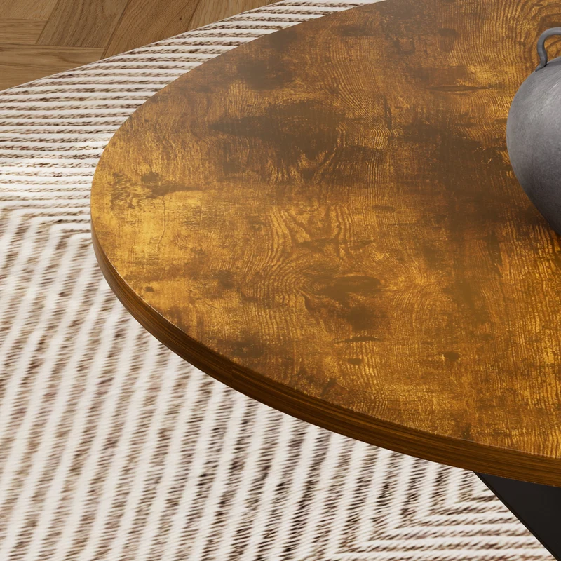 Table de salle à manger ronde vintage effet bois marron rustique 90*90cm CELLWALL