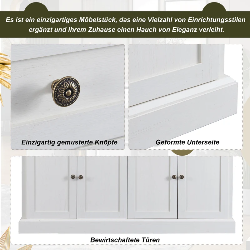 Grand buffet blanc et effet bois 4 portes et 2 tiroirs SULFUR