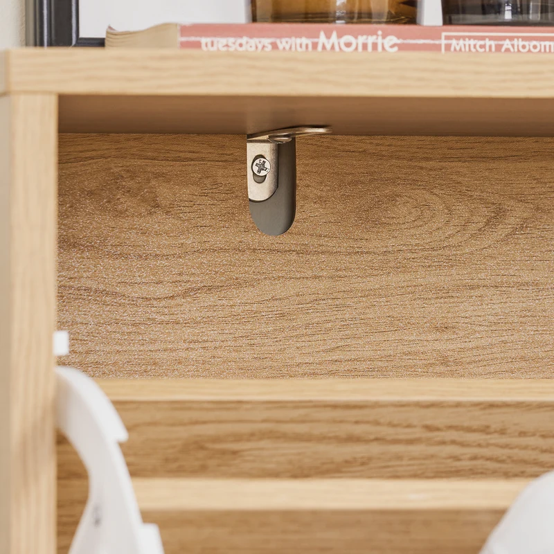 SoBuy FSR200-II-N Meuble à Chaussures 2 Abattants – 8 Paires, Pointure EU 47, Étagères Modulables, Anti-Basculement, 60×24×83 cm, Bois Clair