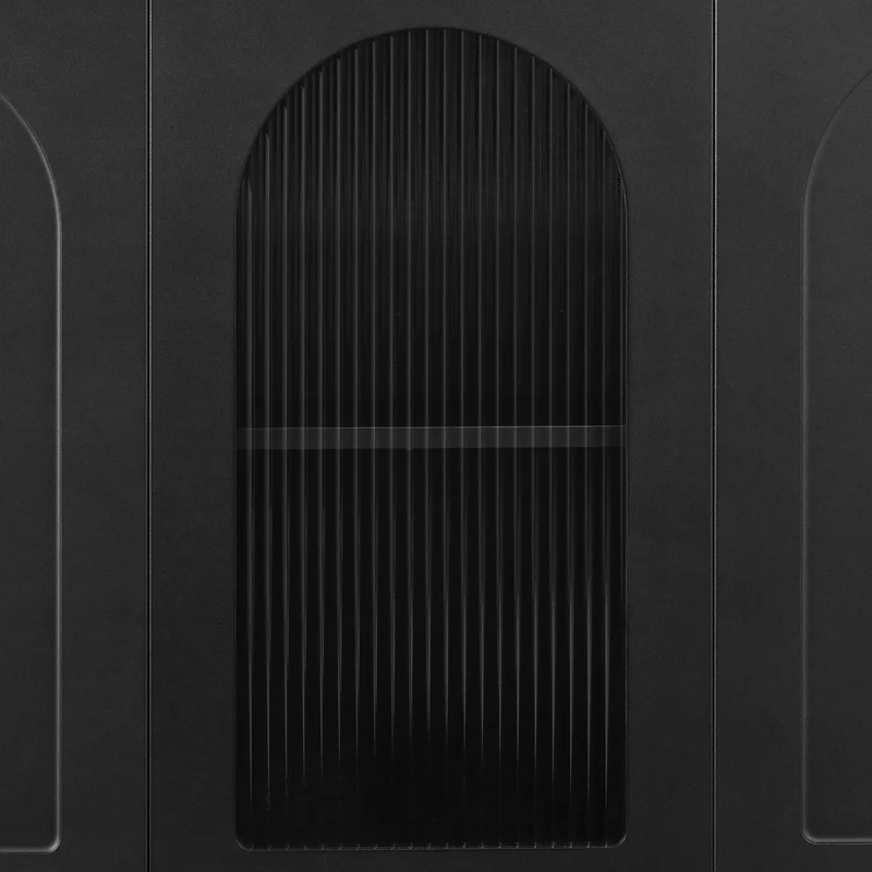 Buffet noir moderne motif en forme de U, porte vitrée 120x40x78,5 cm VIVIDEX