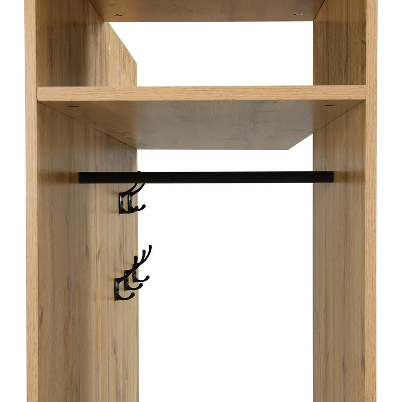 Vestiaire à l'entrée avec miroir, banc, porte-chaussures, 5 crochets 191x100x38cm ALIGNLX