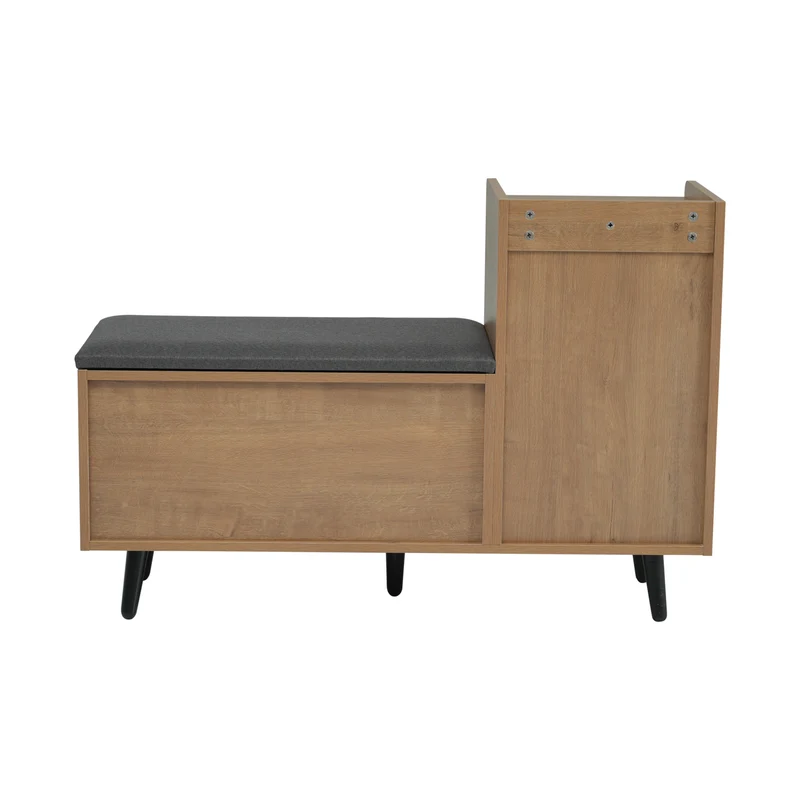 Banc à chaussures effet bois avec 3 portes et le banc 100x34x68,5cm ETHEREALLUM