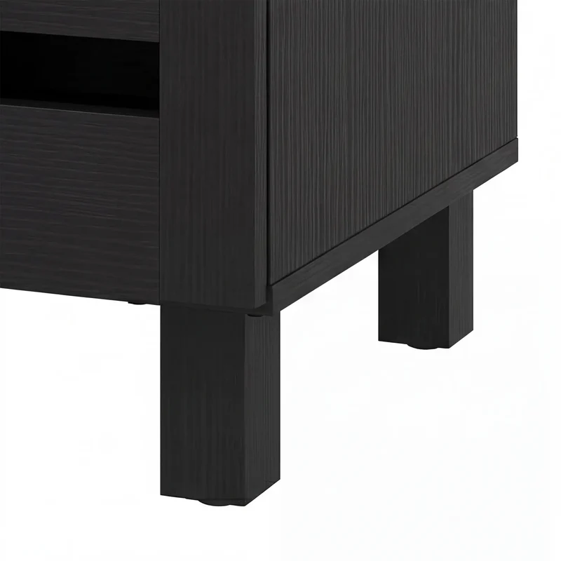 Shoe Cabinet, 3 Slatted Doors, 3-Tier, Adjustable Shelves, 15 Pairs, Black