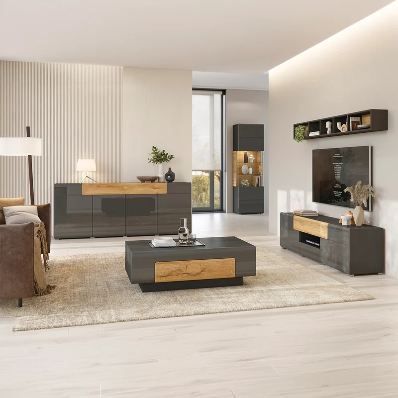 Buffet 4 portes 1 tiroir Jules Gris et Bois