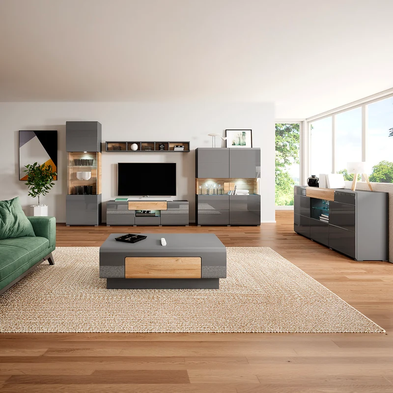 Buffet 4 portes 1 tiroir Jules Gris et Bois