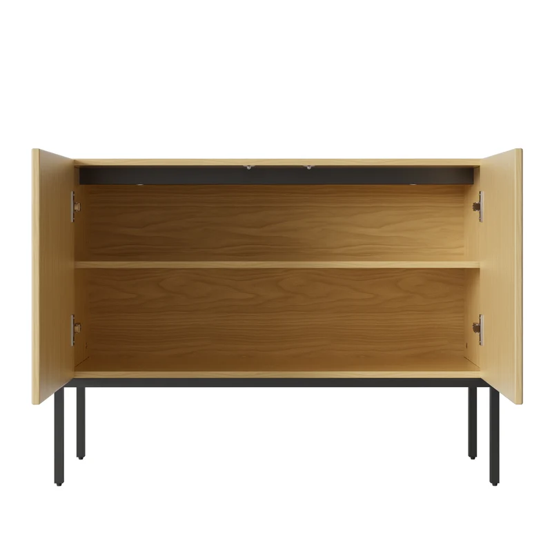Buffet effet bois design arche texturé 2 portes 100x40x75cm ITALIAN LINEN MAX