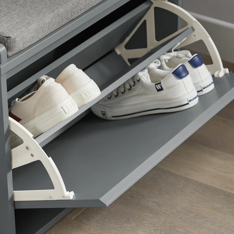 SoBuy FSR98-HG Banc à Chaussures Meuble à Chaussures avec Assise Coussin Rembourré et Abattant