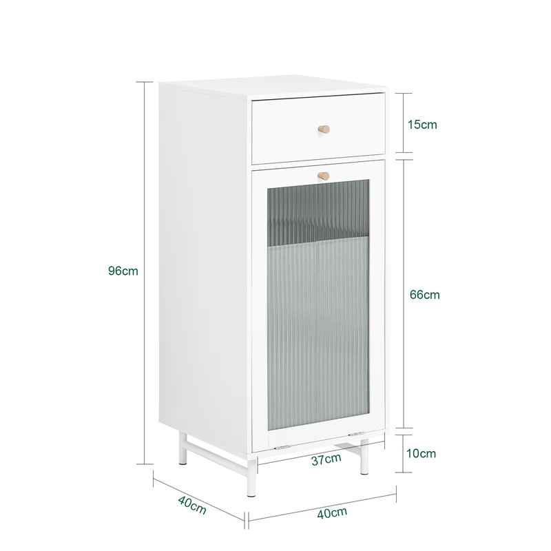 SoBuy BZR116-W Armoire à Linge avec Sac à Linge Corbeille à Linge Panier à Linge Amovible Meuble Bas de Salle de Bain