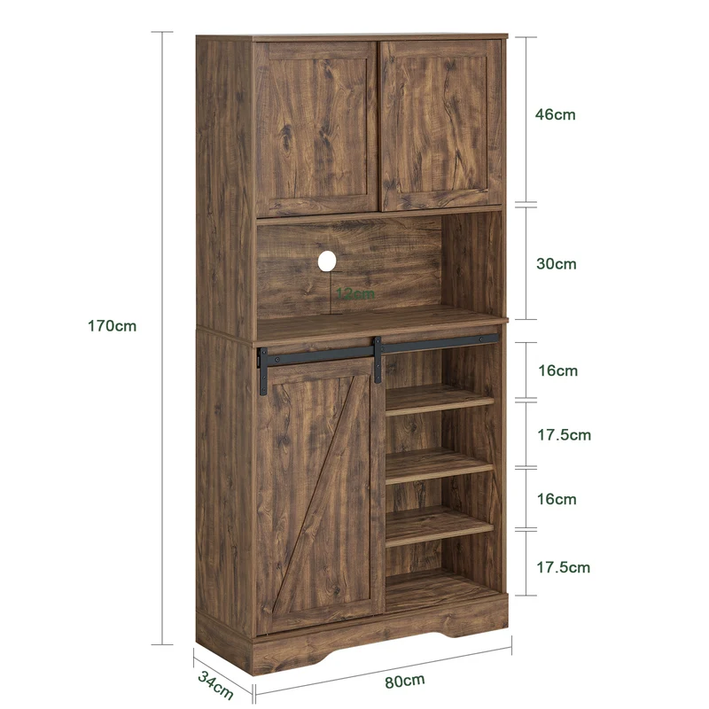 SoBuy FSB83-N Buffet de Cuisine Meuble de Rangement Armoire de Cuisine Buffet avec Porte de Grange Coulissante