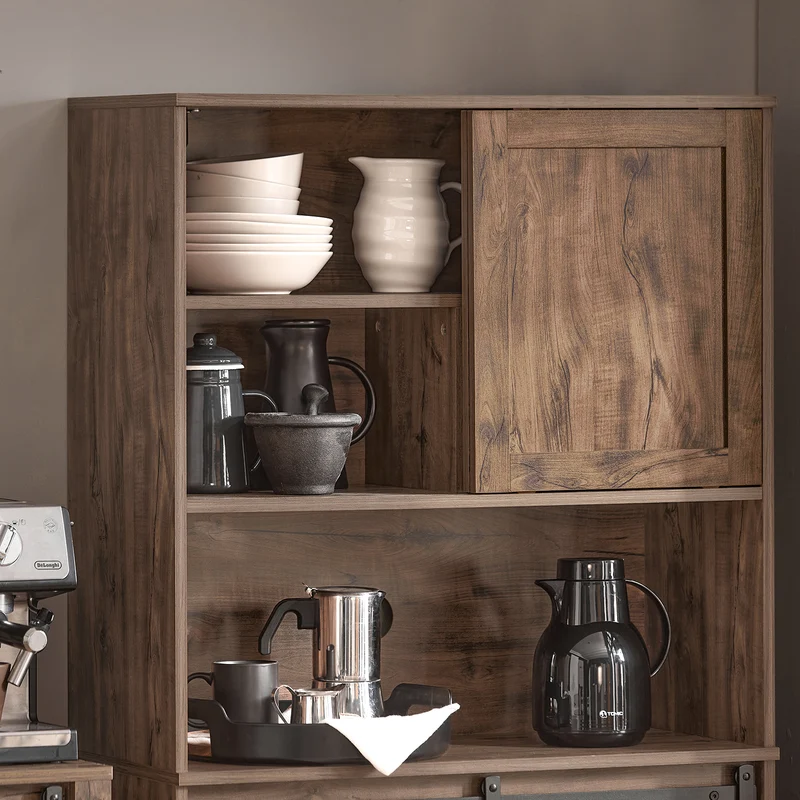 SoBuy FSB83-N Buffet de Cuisine Meuble de Rangement Armoire de Cuisine Buffet avec Porte de Grange Coulissante