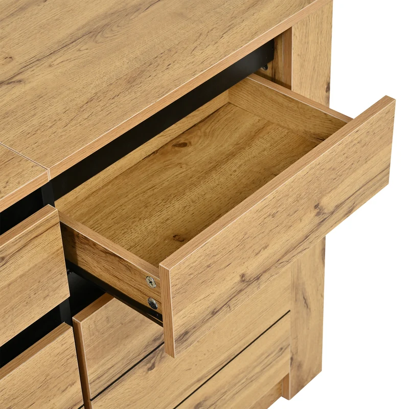 Buffet effet bois et noir 3 portes 3 tiroirs 135x35x70cm ITALIAN WALNUT MAX