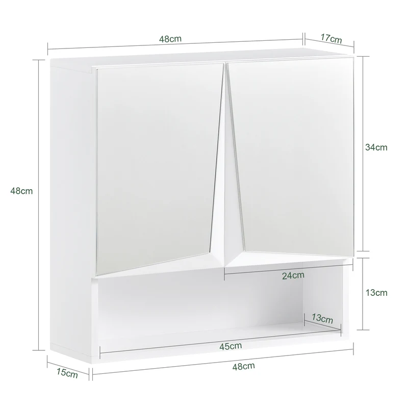 SoBuy BZR94-W Meuble Haut de Salle de Bain Meuble Mural Armoire Suspendue Placard de Rangement Toilettesl
