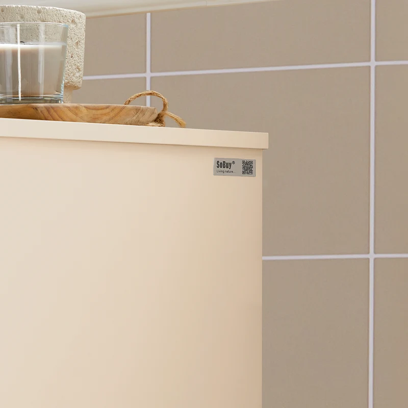 SoBuy BZR79-MI Meuble Bas de Salle de Bain avec Bac à Linge Amovible Armoire à Linge Commode Armoire Toilette avec Panier à Linge