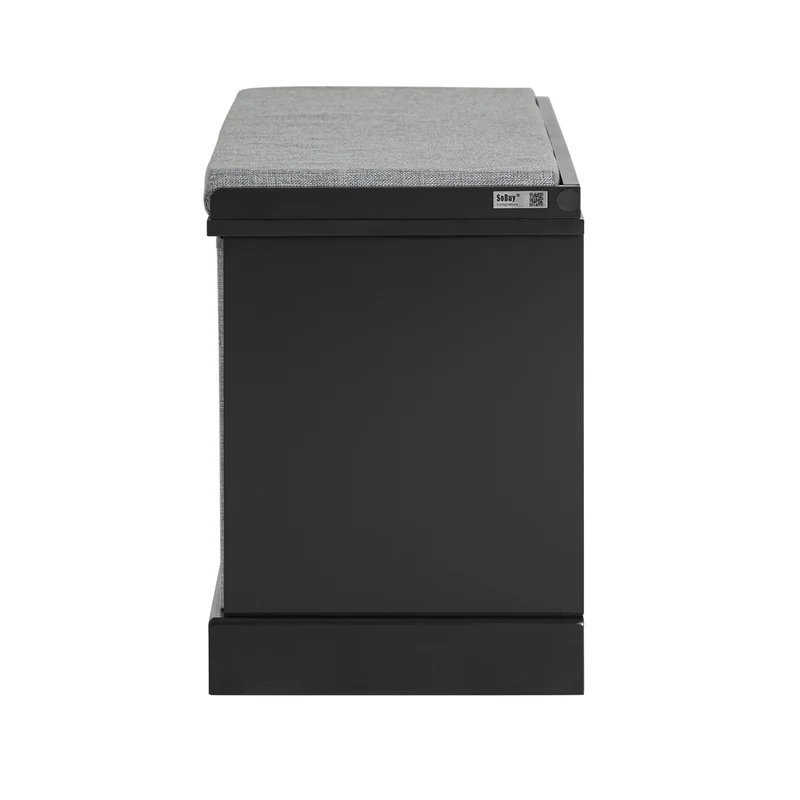 SoBuy FSR66-SCH Banc de Rangement avec Coussin Rembourré, 2 Tiroirs et 2 Paniers Meuble Bas Entrée Commode à Chaussure Banquette