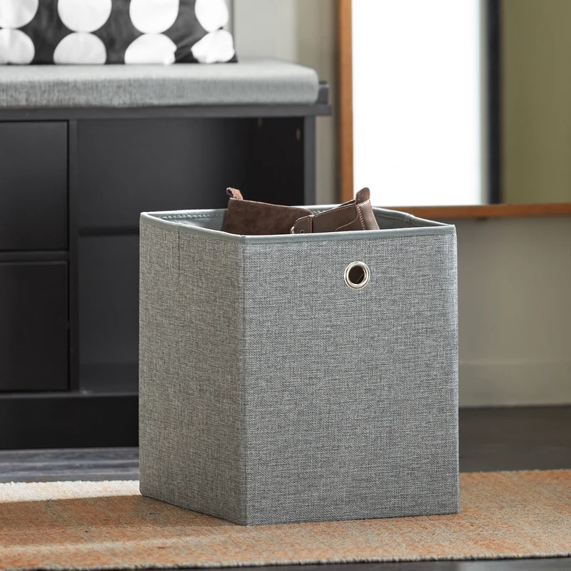 SoBuy FSR66-SCH Banc de Rangement avec Coussin Rembourré, 2 Tiroirs et 2 Paniers Meuble Bas Entrée Commode à Chaussure Banquette