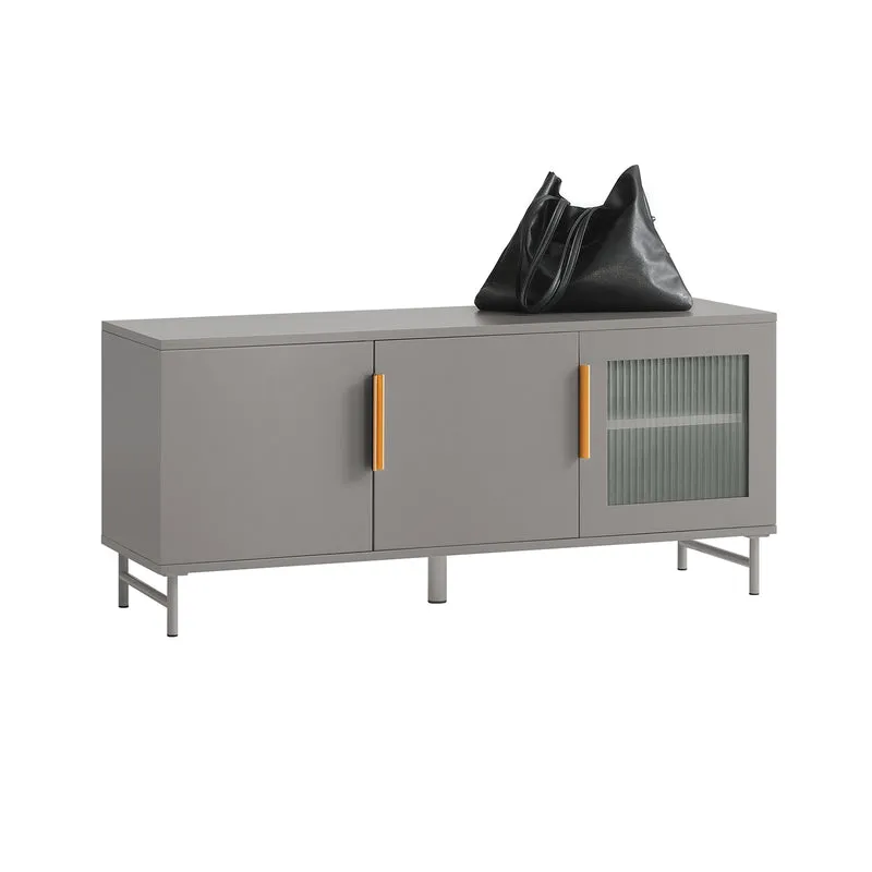 SoBuy FSR130-HG Banc à chaussures, Meuble Bas d'Entrée, Meuble TV, avec 3 Portes et Étagères Réglables