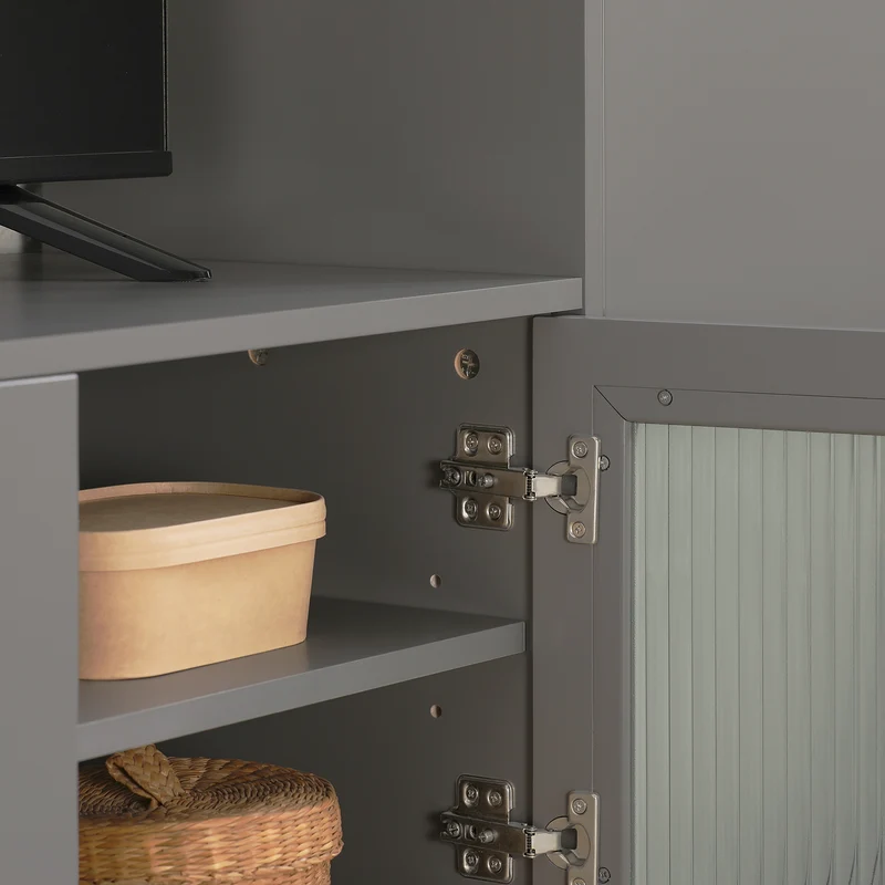 SoBuy FSR130-HG Banc à chaussures, Meuble Bas d'Entrée, Meuble TV, avec 3 Portes et Étagères Réglables