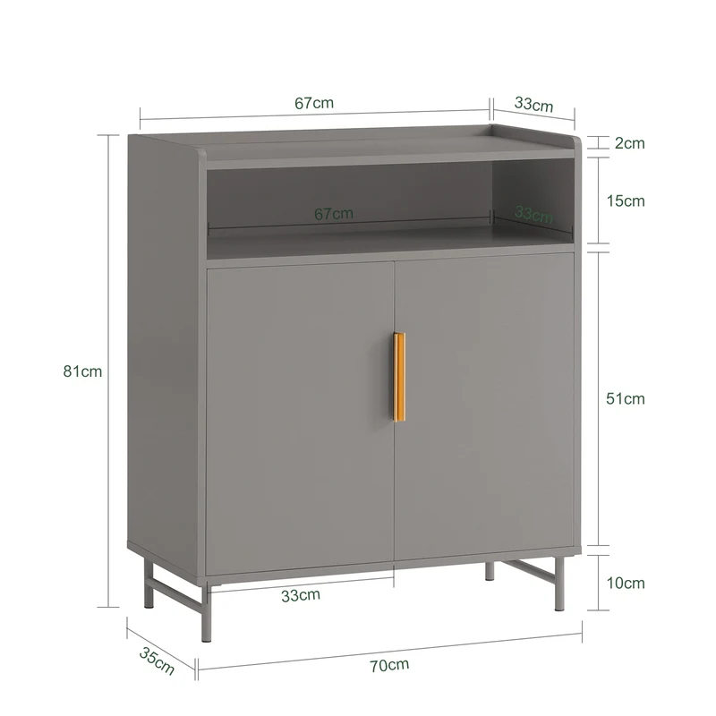 SoBuy FSB73-HG Buffet Placard Armoire de Cuisine Meuble à Chaussures Meuble d'Appoint Meuble de Rangement avec 1 Compartiment et 2 Portes