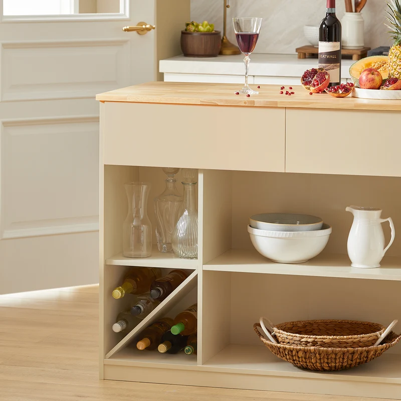 SoBuy KNL04-MI îlot Central, Placard, Buffet, Armoire de Cuisine avec 1 Plan de Travail